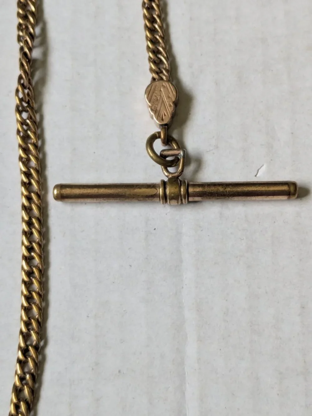 Antique H&H Gold Filled Prince Albert Design T Bar Dog Clip Watch Chain